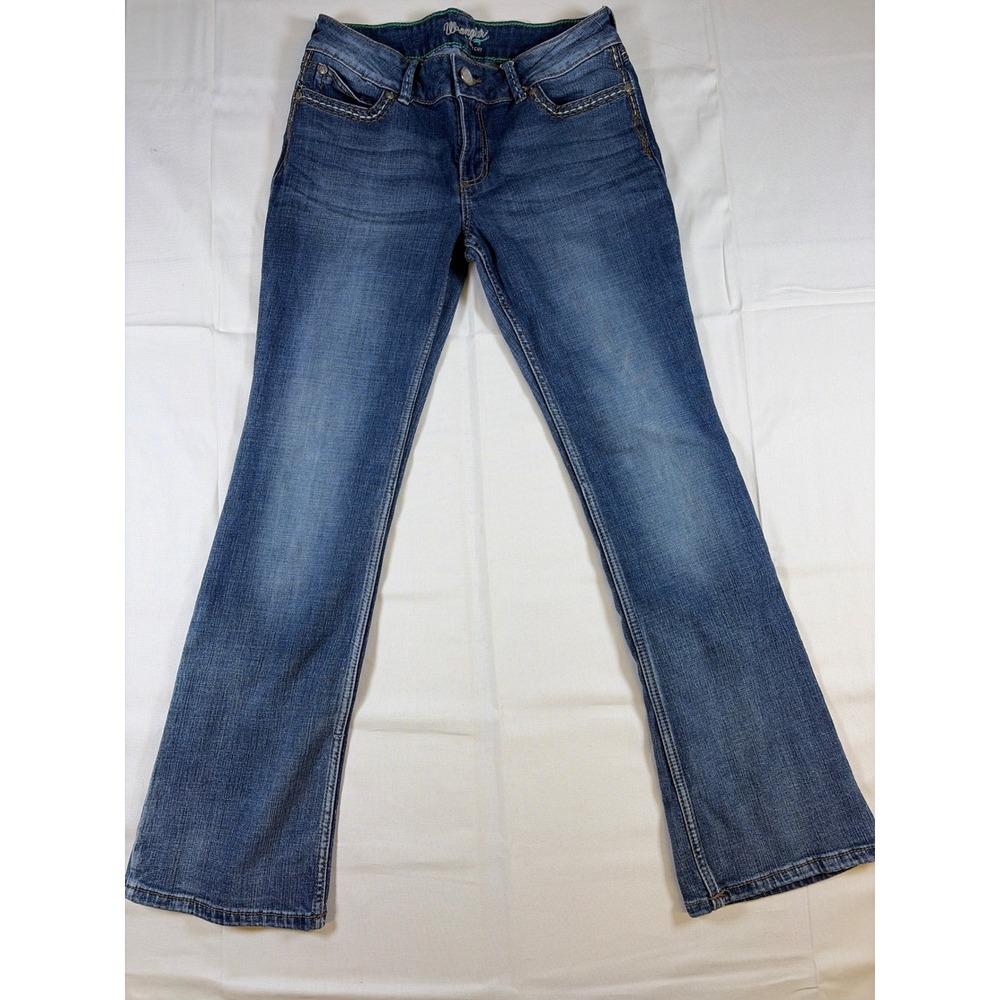 Wrangler Womens Bootcut Jeans Medium Wash Embroidered Pockets 07MWZDW 9/10 x 32